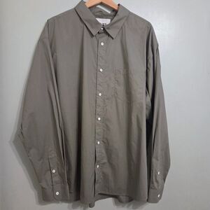 Frame Denim Long Sleeve Button Front Shirt Olive Green Organic Cotton XXL